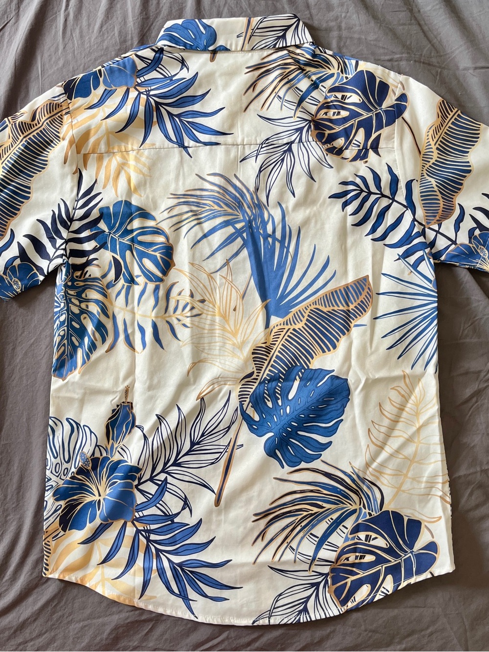 Men's Blue Floral Short-Sleeve Shirt - Tropical Print